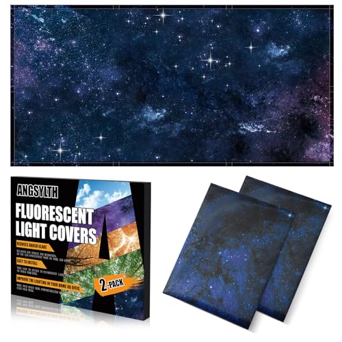 ANGSYLTH 2 Pcs Fluorescent Light Covers - 4 x 2 Feet Covers for Ceiling Lights, Magnetic Light Filters for Classroom, Office, Hospitals, Home (Starry Sky) - color: Starry Sky