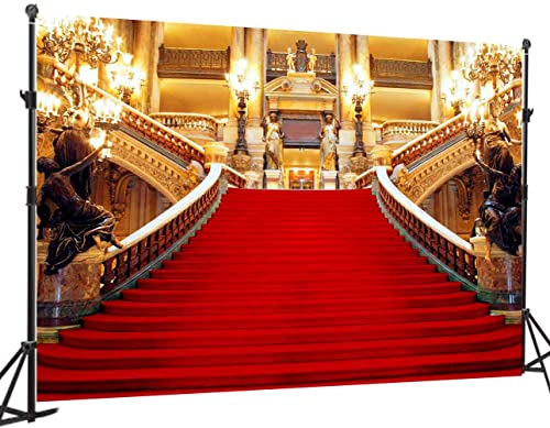 Red Carpet Backdrop, Golden Palace Gorgeous European Hall Photo Backdrop, Vinyl 15x10ft Prom Picture Photo Studio Props BJXTGU64 - color: Red, size: 15x10ft