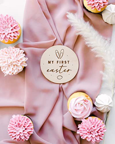 The Cotton & Canvas Co. My First Easter Wooden Milestone Card, Baby's First Year, Baby's First Holiday, Baby Shower, Newborn, Photoshoot Prop