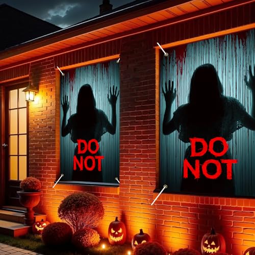 Nuxovilar Halloween Window Decorations, Shadow Behind Blood - Dripping Wall Halloween Window Cover for Indoor, Party, Haunted House, 31.5x47.3 Inches - color: Ri50144