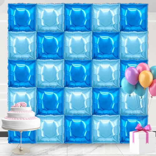 square aluminum foil Balloon Wall Backdrop, 25 pieces Light blue and blue double-sided Balloon Arch Kit, suitable for theme parties, weddings, anniversaries and other celebration decorations - color: Light Blue.blue