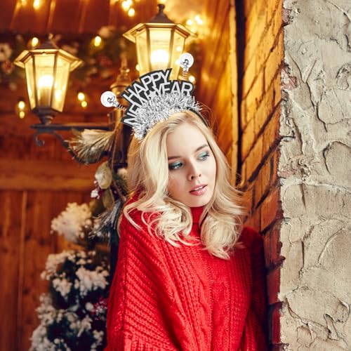 OSALADI 5pcs Happy New Year Hairbands Silver-plated Festival Party Hair Accessories for Women Portable Spring Festival Photo Props Headbands