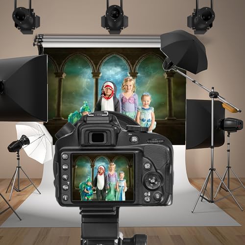 9x6ft Wedding 3D Render Backdrops Fantasy Starry Sky from Ancient Arches Background Mediaeval Gallery Temple Castle Marble Stone Column Staircase Photo Props FZNBK05955 - size: 9x6ft