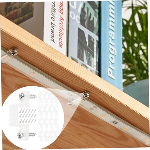 SHERCHPRY 100pcs 10mm Silicone LED Light Strip Mounting Clips with Screws, Rope Light Fixing Brackets for Wall and Cabinet Background Lighting Accessories