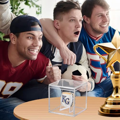 Championship Ring Display Case Clear Acrylic Ring Case Display Box for Sports Baseball Basketball Softball Football Single Ring Holder Coin Stand, 2.16 Inch - size: 1 Pack