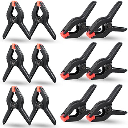 12 Packs of 3.5 inch Black Multipurpose Professional Plastic Heavy Spring Clamps，Plastic Clamps Available Home Improvement,Craftsmanual,Backdrop Stand,Photo Backdrop Clips