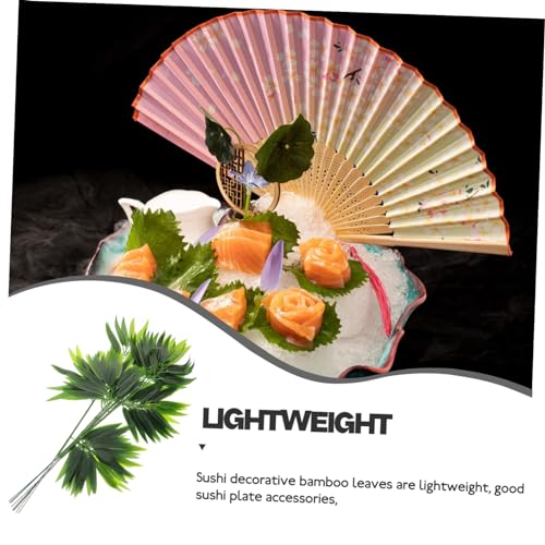 10pcs Bamboo Leaf Decor for Sushi Serving Plate Japanese Food Decoration for Sashimi Display Elegant and Practical Sushi Tray Leaf Embellishments
