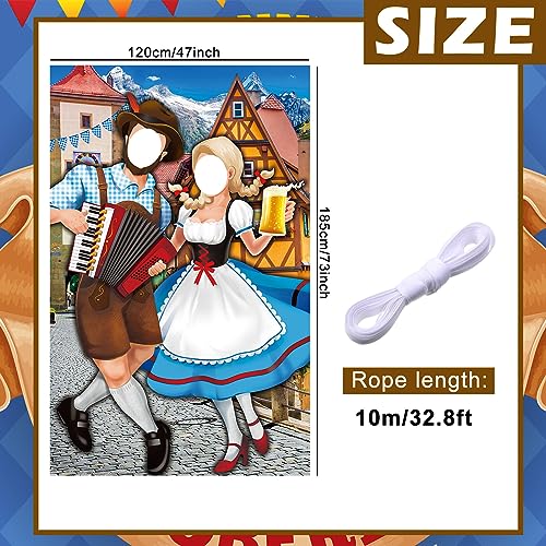 Tudomro Oktoberfest Couple Photo Door Banner Party Decorations 6 x 4 ft Oktoberfest Photo Prop Bavarian Backdrop Door Banner Backdrop Supplies for Themed Party Decor German - style: Beer