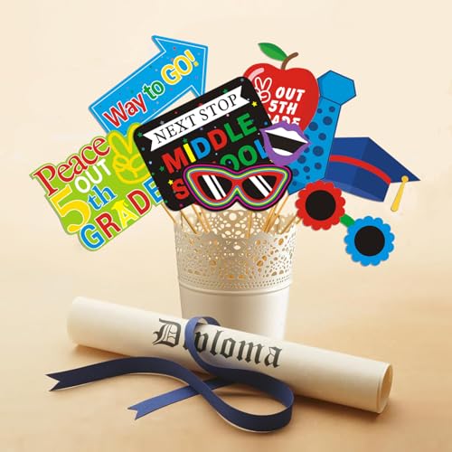 31pcs 5th Grade Graduation Photo Booth Props, 5 TH Grade Grad Photo Props for 2026 Elementary School Grads Party Decorations Primary School Grad 5th Graduation Party Supplies