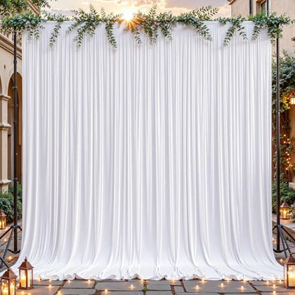 8ftx10ft Wrinkle Free White Backdrop Curtain - 10 Feet Photography Backdrop Drapes, Silky Polyester Back Drop Cloth for Wedding Baby Shower Balloon Arch Background - color: White, size: 8FTx10FT (W4'xH10', 2 Panels)