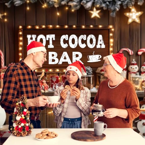 AIBIIN 7x5ft Christmas Hot Cocoa Backdrop Candy Shop Snowman Photography Background Winter Christmas Party Photo Props for Baby Shower Birthday Family Party - color: Hot Cocoa Bar, size: 7x5ft