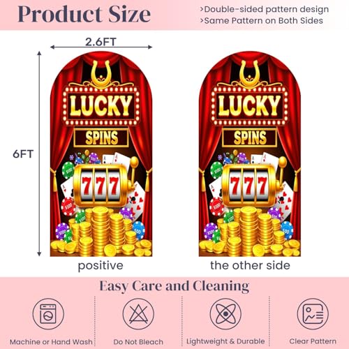 6FT Wedding Arch Backdrop Cover Casino Chips Gold Coins Red Curtain Jackpot Slot Machine Lucky Sevens Spandex Fitted Round Top Backdrop Stand Cover for Ceremony Banquet Birthday Party Decoration - color: Color10, size: 6ft X 2.6ft