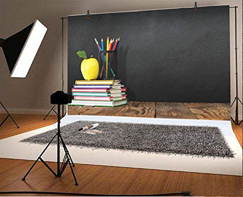 Leyiyi 10x6.5ft Welcome Back to School Backdrop School Season Old Classroom Banner Vintage Desk Blackboard Colored Pens Note Books Apple Photography Background Kids Portrait Studio Prop Vinyl Banner - size: 10x6.5ft