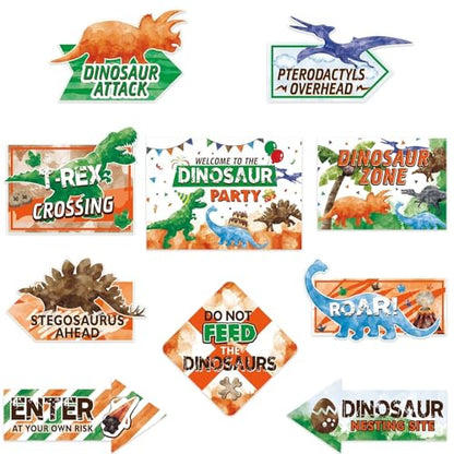 WERNNSAl Dinosaur Party Decorations - 10PCS Dinosaur Birthday Party Decorations Jurassic Birthday Supplies Dinosaur Crossing Sign for Dino Theme Party Home Door Wall Decor - style: Dinosaur 002