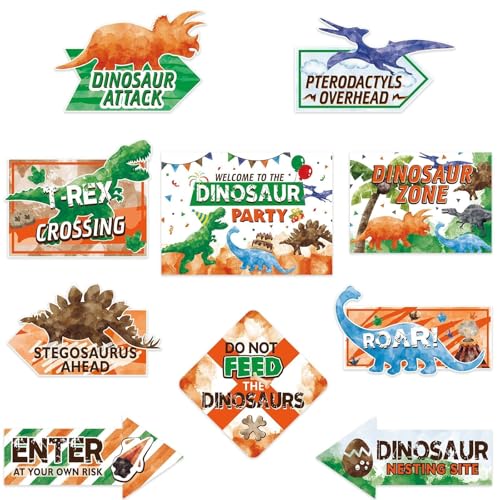 WERNNSAl Dinosaur Party Decorations - 10PCS Dinosaur Birthday Party Decorations Jurassic Birthday Supplies Dinosaur Crossing Sign for Dino Theme Party Home Door Wall Decor - style: Dinosaur 002