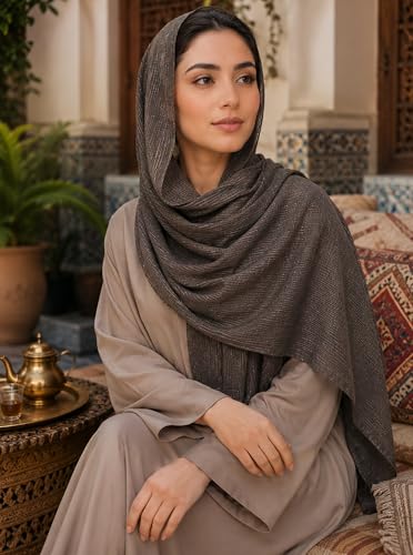 Lightweight Cotton Linen Feel Scarf Shawl Wrap Hijab for Women, Travel Fall Winter Gift - color: Mcspz2530-2#coffee