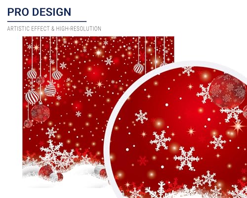 Allenjoy 6 x 6 FT Red Christmas Sparkle Bokeh Snowflakes Photography Background Xmas Party Decor Backdrop for Photo Studio Prop Supplies - size: 72 x 72 in