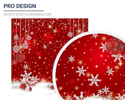 Allenjoy 6 x 6 FT Red Christmas Sparkle Bokeh Snowflakes Photography Background Xmas Party Decor Backdrop for Photo Studio Prop Supplies - size: 72 x 72 in
