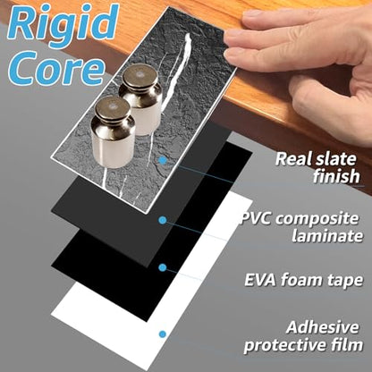 Art3d 102-Piece Faux Stone Peel and Stick Backsplash Tile, Waterproof Thick PVC Stick On Subway Wall Tile for Kitchen Bathroom Laundry Room Fireplace - 3" x 6" Black Marble - color: Black Marble