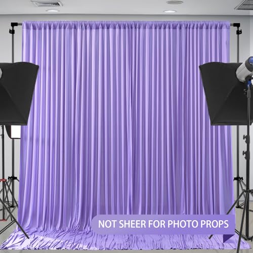 Lavender Backdrop Curtains 4 Panels - Wrinkle-Free Polyester Photography Drapes for Baby Shower & Party Background Backdrop Stand - 16 X10FT - color: Lavender, size: W4' x H10'(4 panels)