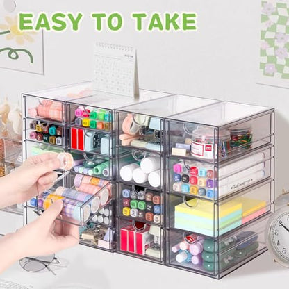 VZKAH Acrylic Organizer with Drawers | 20 Drawers 4 Sets | Desk Organizer and Storage, Clear Makeup Organization, For Office/Art Supply/Craft Storage and Organization - style: 20 drawers / 4 set