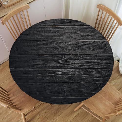 Wooden Dark Texture Background Round Tablecloths Elastic Edged Washable Tables Covers for Indoor Outdoor, Fit for Diameter 32.2"-36.1" Round Table, Style 4 - color: Wooden Texture 1, size: 44" (Round)