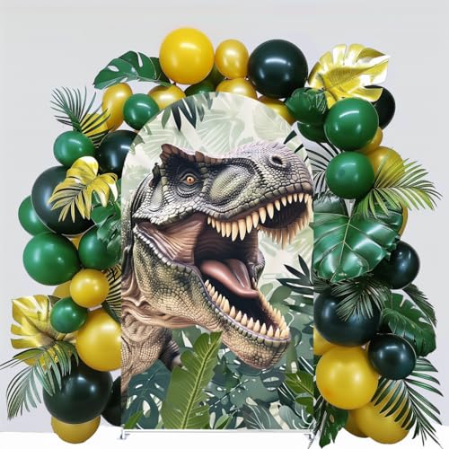 Dinosaur Arch Covers, Stretchy Double-Sided Backdrop, Dinosaur Themed Party Decoration, Reusable Fabric Arch Background for Birthday Party, Baby Shower, Event Decor (GX-2839,6.5x3.3ft) - color: GX-2839, size: 6.5x3.3ft