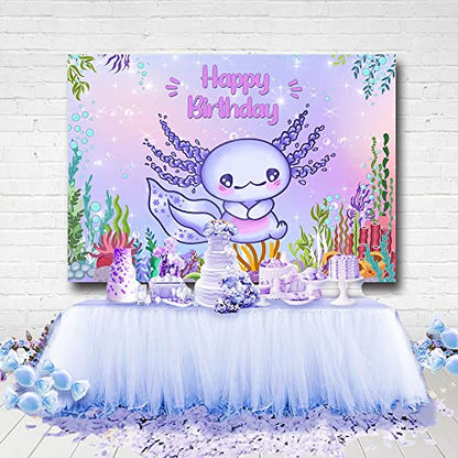Axolotl Birthday Background Under The Sea Girls Axolotl Photo Background Colorful Aquatic Plants Bubble Baby Kids Birthday Theme Party Decorations (7X5FT)