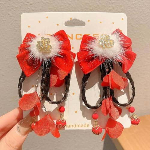 New Year Hair Clips Headdress Costume Photo Props Red Chinoiserie Hair Barrettes Chinese Hairpins for Party Spring Festival - color: style1, size: 1 Count (Pack of 1)