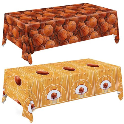Basketball Party Supplies Set: Basketball Party Decorations & Party Favors, Includes 2-Pack Basketball -Themed Tablecloths for Kids 1st Birthday, Basketball Disposable Table Covers 54 x 108 Inch - style: basketball