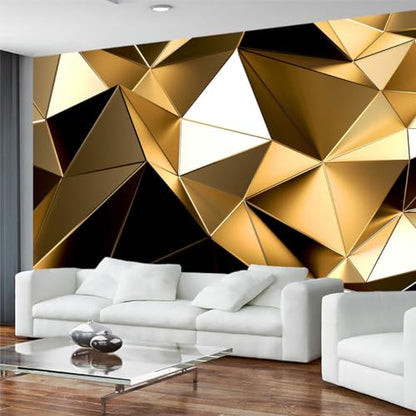 Golden 3D Geometric Lines Wallpaper for Large Walls, Sofa and TV Background - color: 121, size: 170" x 108"