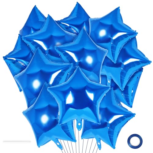 20 Pcs Star Balloons,18 Inch Blue Star Foil Balloons,Stars Shaped Balloon Mylar Helium Balloon for Birthday Party Anniversary Wedding Baby Shower Decorations (Blue) - color: 18inch-blue