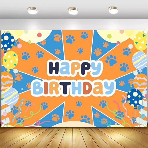 5x3ft Blue Dog Theme Backdrop Cartoon Photography Background Kids Boys Birthday Party Decorations Photo Booth Banner Props - color: Color-Dog