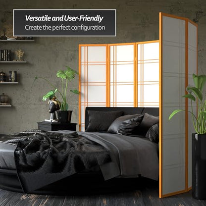 Red Lantern 6 ft. Tall Double Cross Shoji Screen - Honey - 3 Panels - color: Honey, size: 3 Panel