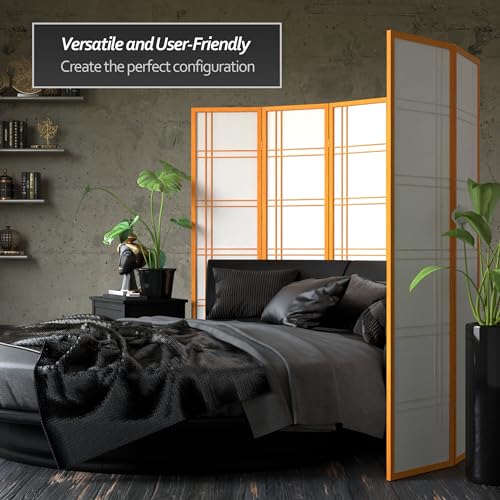 Red Lantern 6 ft. Tall Double Cross Shoji Screen - Honey - 5 Panels - color: Honey, size: 5 Panel