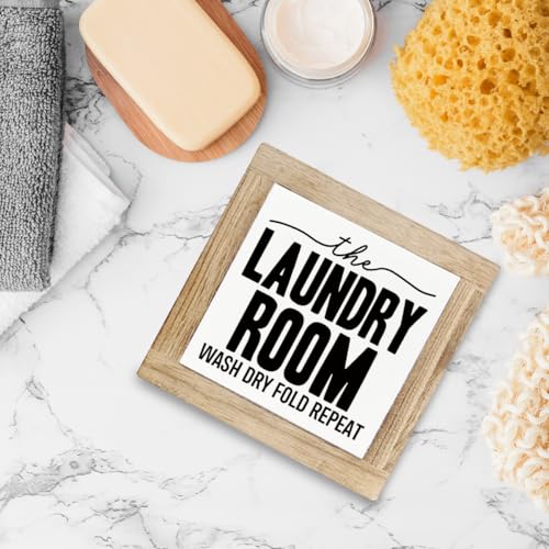 Laundry Room Sign, Wash Dry Fold Repeat Signs, Wall Art for Family Laundry Room, Farmhouse Style Wall Decor for Home Decoration, Farmhouse Wooden Box Sign, Decorative Wooden Signs and Plaques - color: Color08