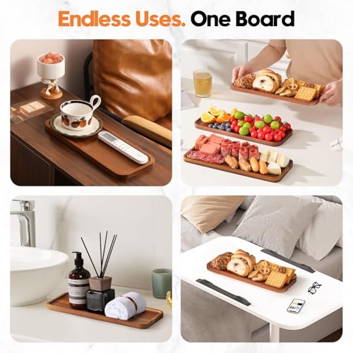 Small Solid Acacia Wood Serving Trays and Platters - Wooden Mini Charcuterie Boards, Rectangle Cheese Board for Food, Bathroom, Home Decor, Kitchen Counter, (14" x 5.5", 1 Pack) - size: 14" x 5.5" x 0.6"