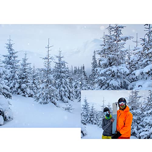 15x10ft Winter Snow Scene Backdrop Winter Forest Snowy Wonderland Mountain Photography Background Winter Snowfield Landscape Christmas Tree Photo Backdrop Kids Adults Photo Studio Props - size: 15x10ft