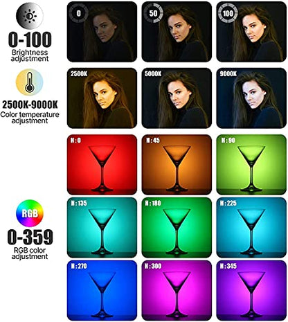 ULANZI VL49 RGB Video Lights White, LED Camera Light 360° Full Color Portable Photography Lighting w 3 Cold Shoe, 2000mAh Rechargeable CRI 95+ 2500-9000K Lamp Support Magnetic Attraction - color: White