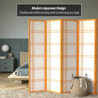 Red Lantern 6 ft. Tall Double Cross Shoji Screen - Honey - 5 Panels - color: Honey, size: 5 Panel