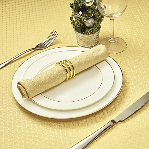 Cloth Napkins Set of 8 – Square 17x17 Inch Jacquard Fabric Polyester Washable Reusable Cloth Napkins for Kitchen Dinner Dining Restaurants Wedding Party Banquet Table (Gold A) - color: Gold a