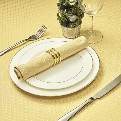 Cloth Napkins Set of 8 – Square 17x17 Inch Jacquard Fabric Polyester Washable Reusable Cloth Napkins for Kitchen Dinner Dining Restaurants Wedding Party Banquet Table (Gold A) - color: Gold a