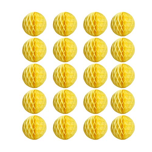 20pcs Honeycomb Flower Balls - Party Decor, Tissue Paper Pom Poms (6inch, Yellow) - color: Yellow, size: 6 Inch