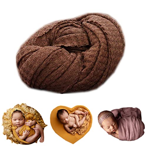 Newborn Photography Props Blanket Wrap Soft Knitted Stretch Baby Boys Girls Photoshoot Prop Cloth (Coffee) - color: Coffee