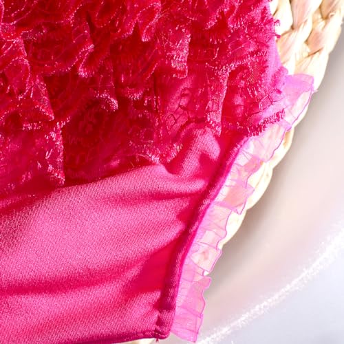Ylsteed Newborn Photography Outfits - Lace Romper & Photo Props (Girls, Hot Pink) - color: Hot Pink