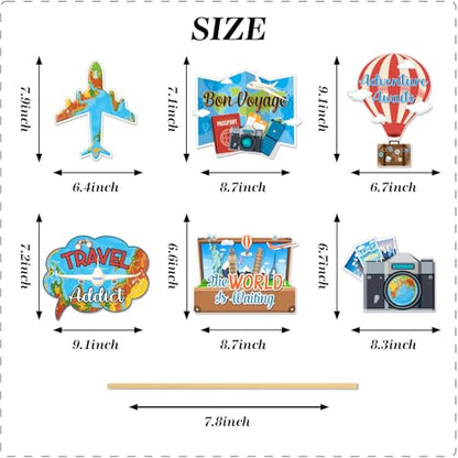 Travel Photo Booth Props,14 Pcs Let The Adventure Begin Travel Theme with Airplane Cameras Compass - Bon Voyage for Journey Birthday Baby Shower Party Decorations