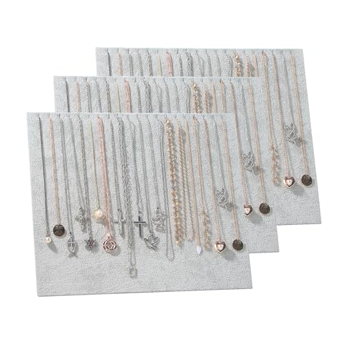 20 Slots Big Necklace Display Board for Selling, Velvet Necklace Jewelry Organizer Stand for Shop Store, Necklace Hanger Holder Rack for Show (3pc Grey) - color: Grey, size: 3PC