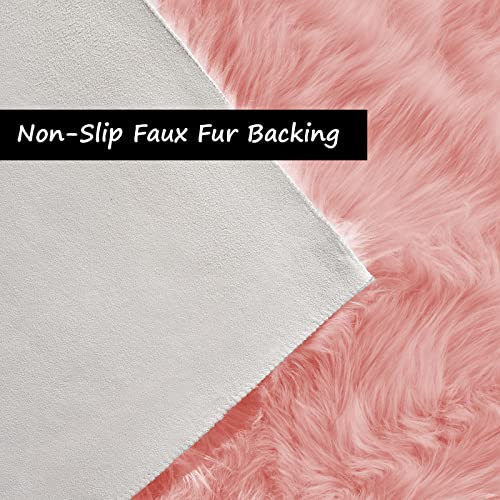 Goolela Pink Fluffy Fuzzy Furry Runner Rug 2X6 Light Pink Faux Sheepskin Fur Rug for Girls Bedroom Bedside Rug Plush Shaggy Washable Rectangle - color: Light Pink, size: 2' x 6' (Rectangular)