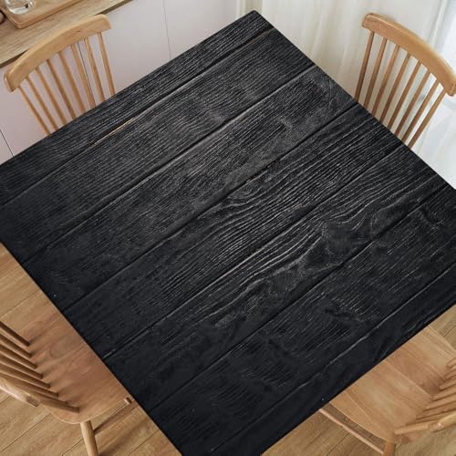 Square Fitted Tablecloth Wooden Dark Texture Background Table Cover with Elastic for Indoor Outdoor Picnic Camping, Fitted for 54"x54" Square Table, Style 10 - color: Wooden Texture 1, size: 54" x 54" (Square)