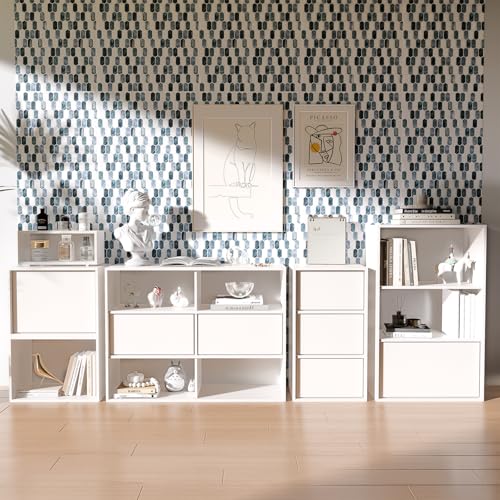 10-Sheet Backsplash Peel and Stick Tile Faux Marble 12"x12" White Blue Long Hexagon Self-Adhesive Glossy Heat Resistant Waterproof 3D Wall Panel Stick on Backsplash Kitchen Bathroom RV Fireplace - size: 12''x12''